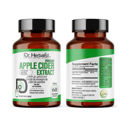 Apple Cider Vinegar Capsules 500mg - ACV, No Sour Taste
