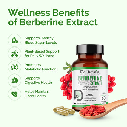 Berberine Extract 500mg - Plant Alkaloid (Berberis), 60 Capsules