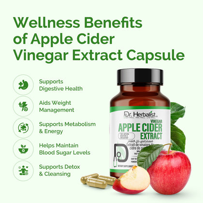 Apple Cider Vinegar Capsules 500mg - ACV, No Sour Taste