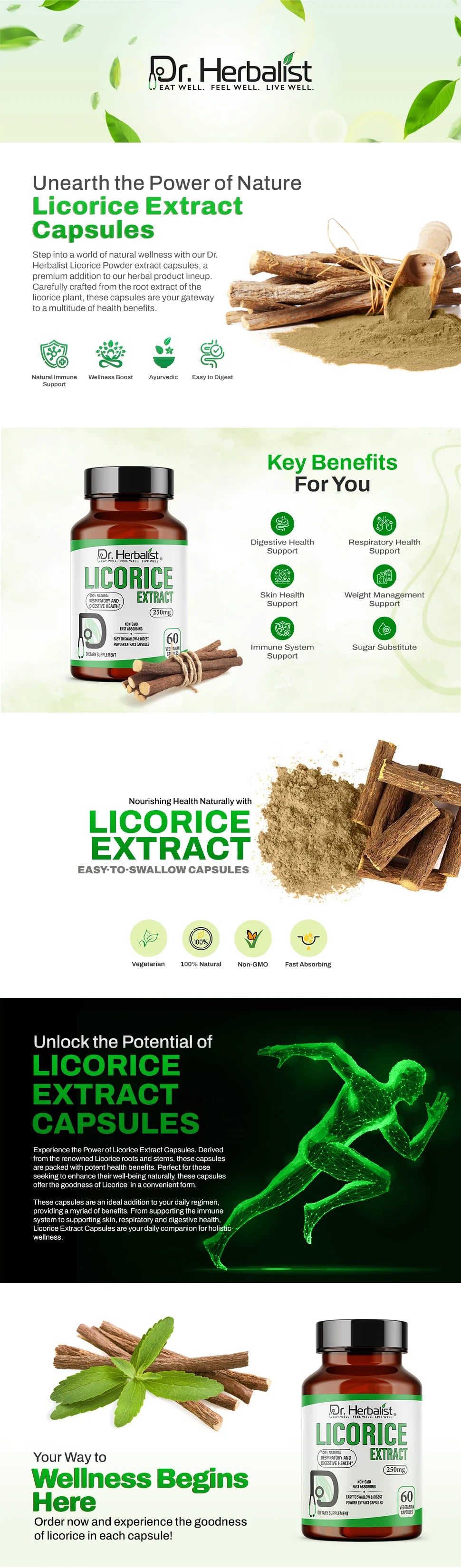 Licorice Root Capsules 250mg - Glycyrrhiza Glabra (Mulethi) — feature 1