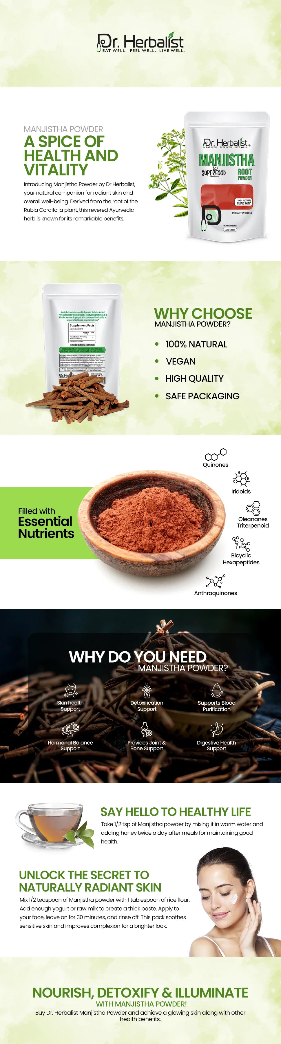 Manjishta Powder 200g - Rubia Cordifolia (Indian Madder) — feature 1