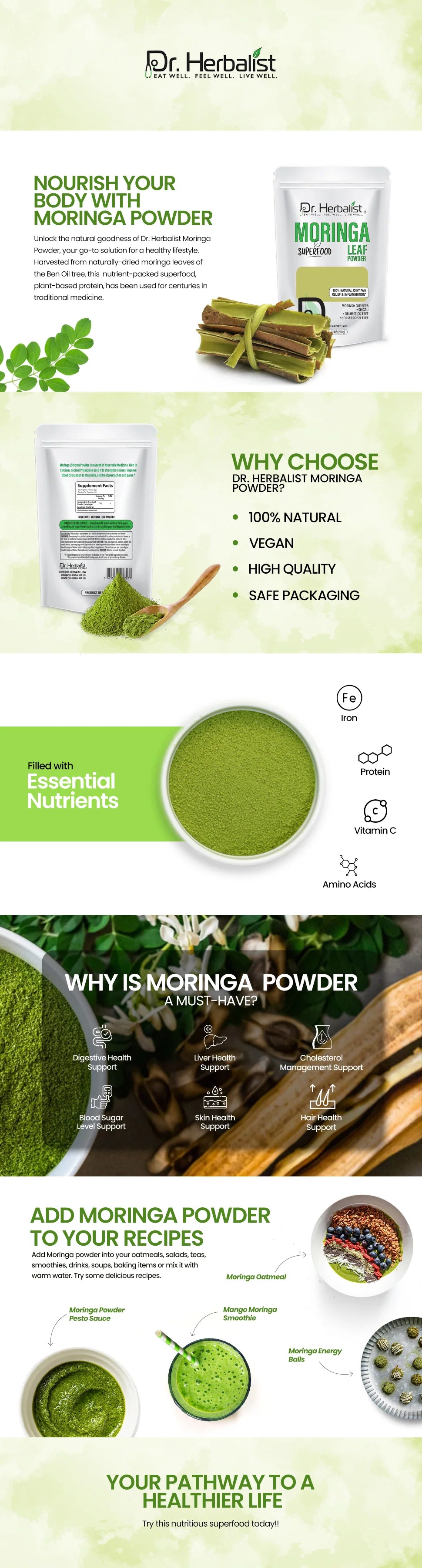 Moringa Powder 200g - Moringa Oleifera Leaf (Sahjan) — feature 1