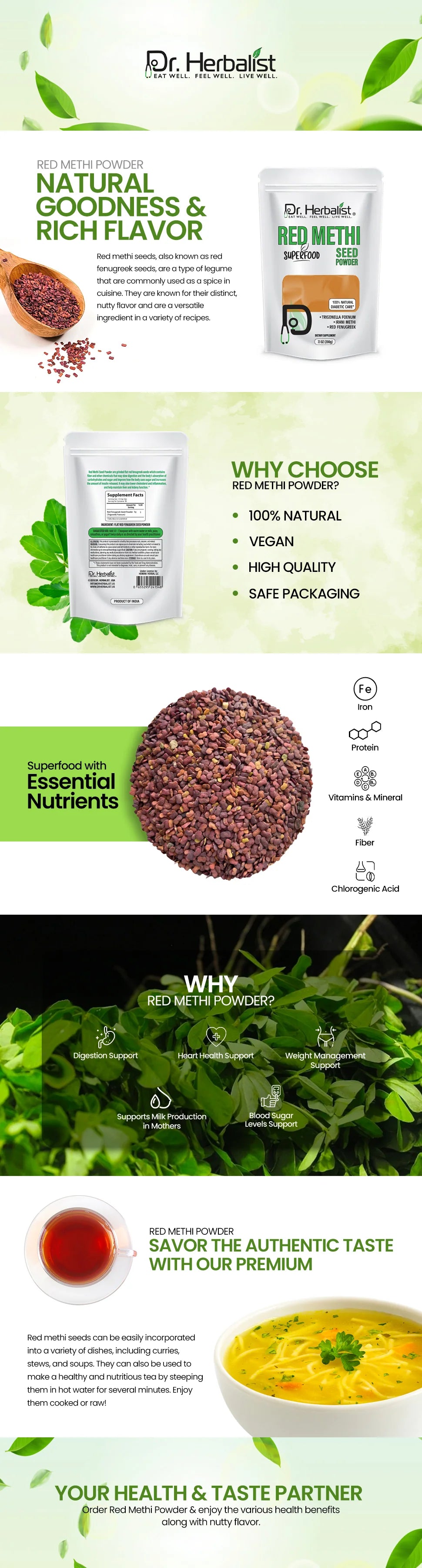 Red Methi (Fenugreek) Powder 200g — Single-Ingredient Trigonella Foenum-Graecum | Digestive Wellness | Halal, No Fillers — feature 1