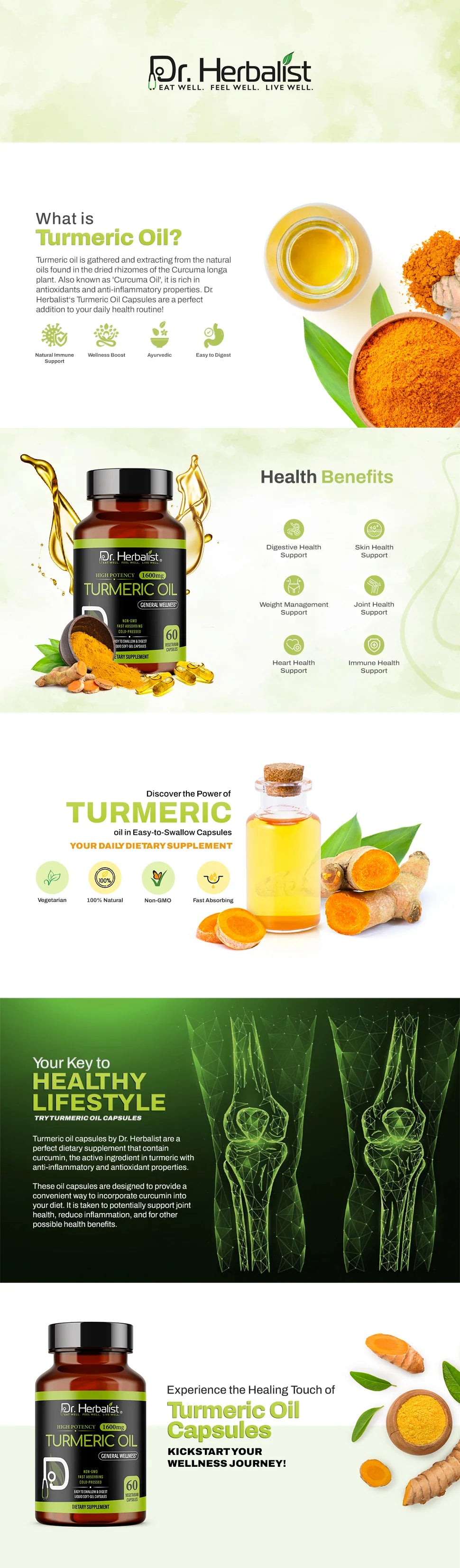 Turmeric Oil Capsules 1600mg - Curcuma Longa | 60 Softgels — feature 1