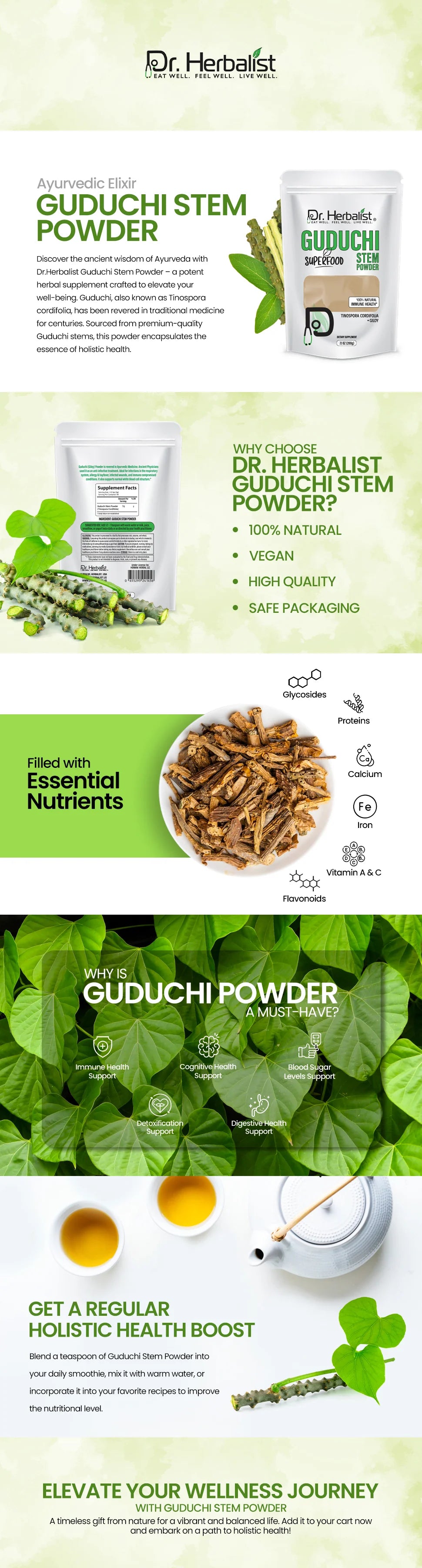 Guduchi (Giloy) Powder 200g - Tinospora Cordifolia (Amrita) — feature 1