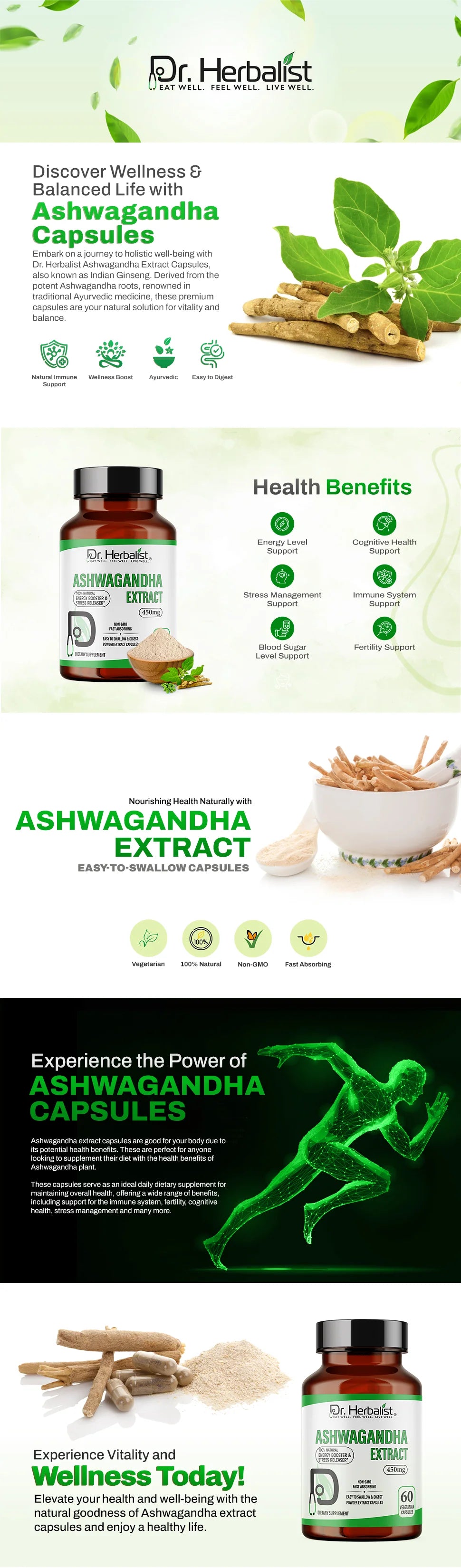 Ashwagandha Extract 450mg - Withania Somnifera Capsules — feature 1