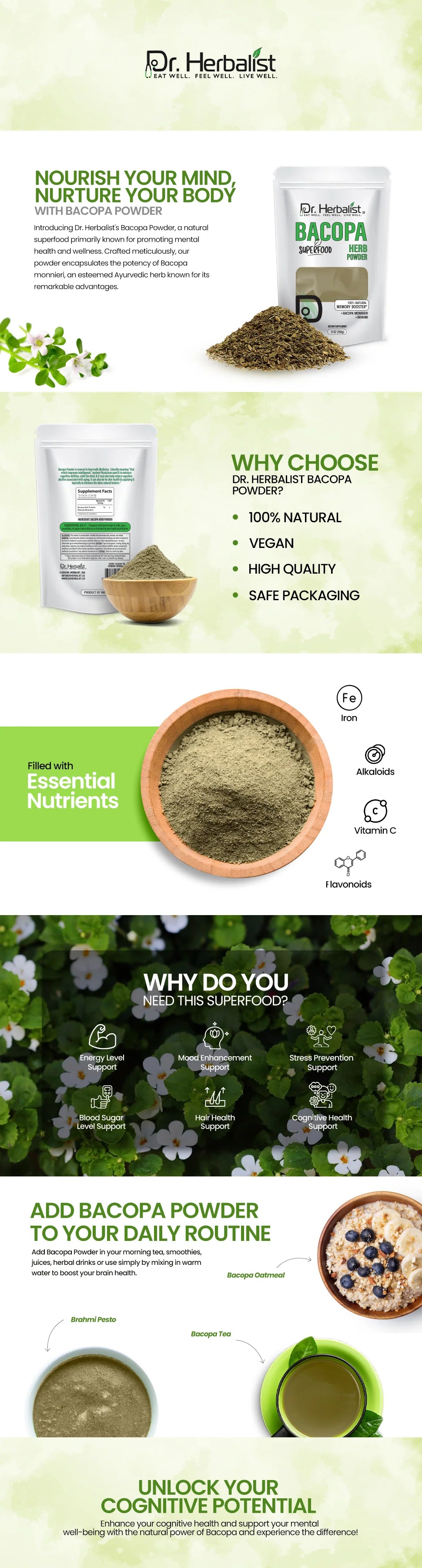 Bacopa Powder 200g - Bacopa Monnieri (Brahmi) — feature 1
