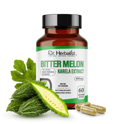 Dr. HERBALIST Karela Bitter Melon Extract 400mg - Momordica charantia capsules, bitter gourd