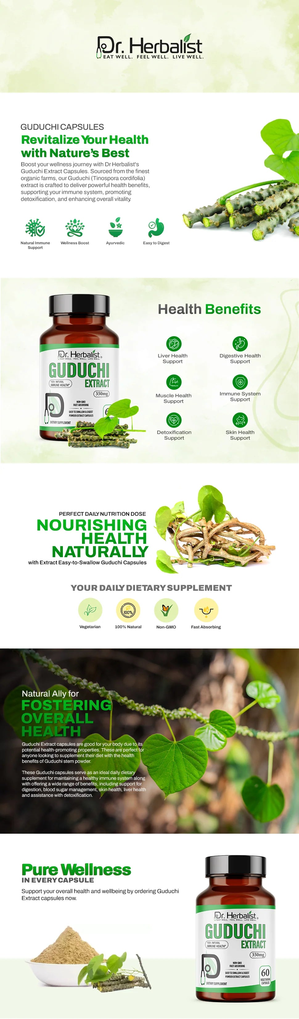 Guduchi (Giloy) Capsules 350mg - Tinospora Cordifolia (Amrita) — feature 1