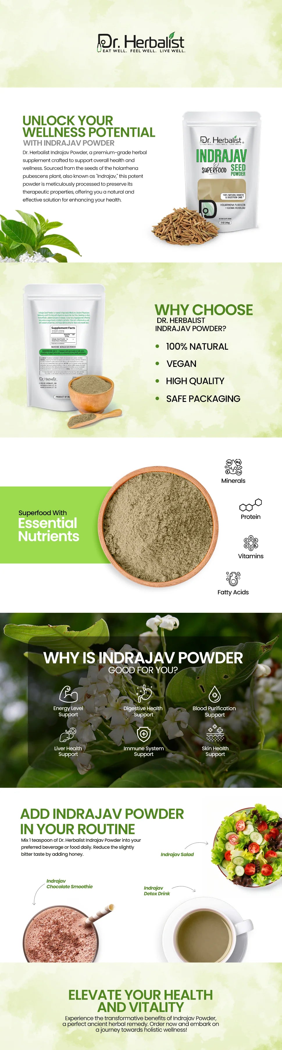 Inderju (Kutaja) Powder 200g - Holarrhena Antidysenterica — feature 1