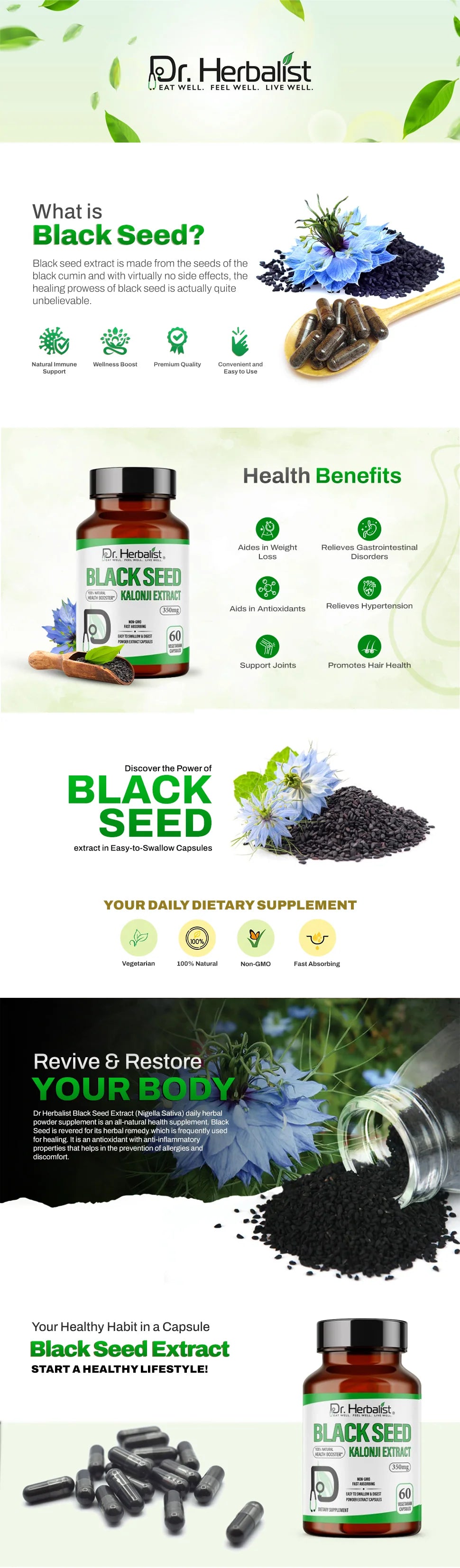 Kalonji (Black Seed) Capsules 350mg - Nigella Sativa, Black Cumin | The Seed — feature 1