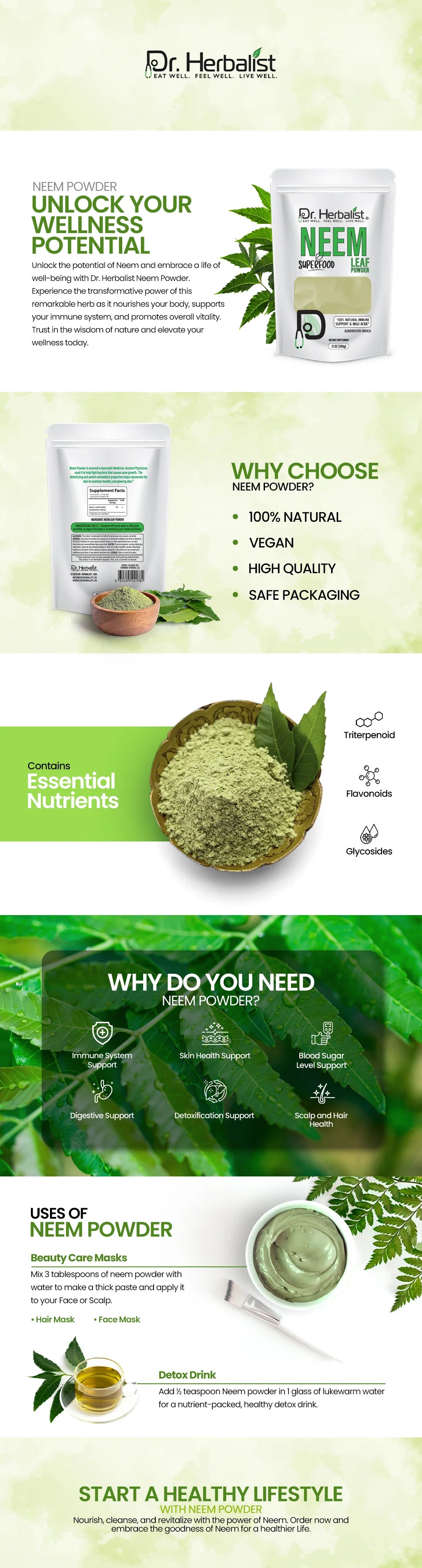 Neem Powder 200g - Azadirachta Indica Leaf — feature 1