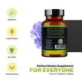 Flaxseed Oil Capsules 1600mg - Fish-Free Plant Omega-3 (ALA), Cold-Pressed | 60 Softgels view 7