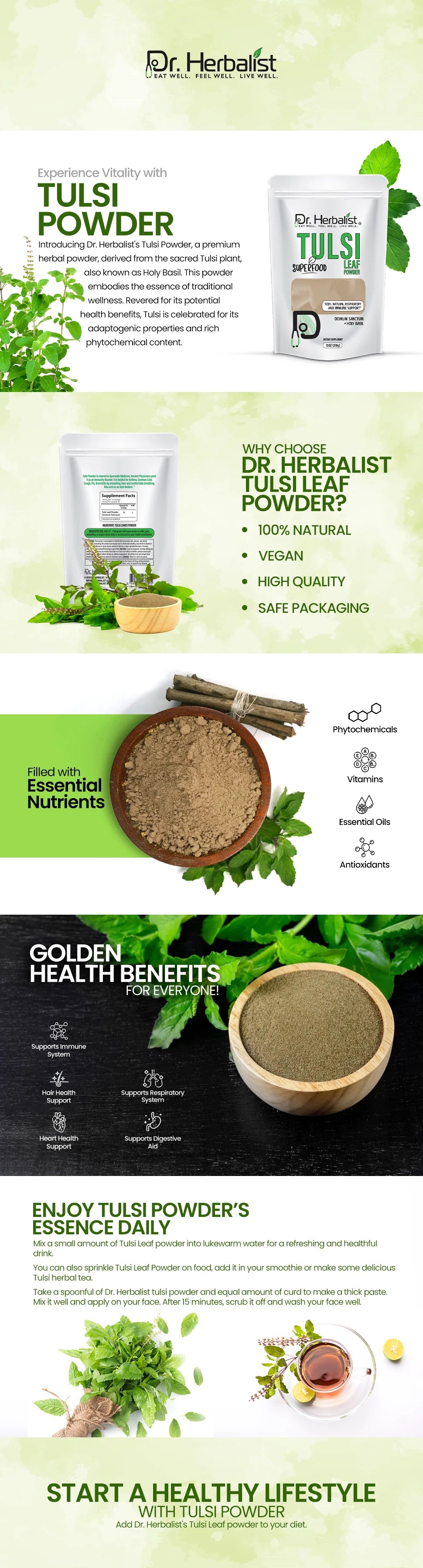 Tulsi (Holy Basil) Powder 200g - Ocimum Tenuiflorum — feature 1