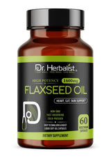 Flaxseed Oil Capsules 1600mg - Fish-Free Plant Omega-3 (ALA), Cold-Pressed | 60 Softgels view 1