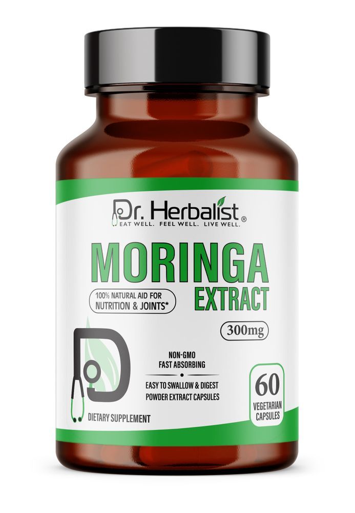 Dr. HERBALIST Moringa Leaf Capsules 300mg - Moringa oleifera (sahjan), the leaf not the oil, 60 capsules