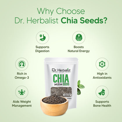 Chia Seeds 400g - Raw Salvia Hispanica (Fiber & Omega-3 ALA)