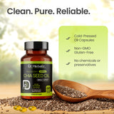Chia Seed Oil Capsules 1600mg - Fish-Free Plant Omega-3 (ALA) | 60 Softgels view 6