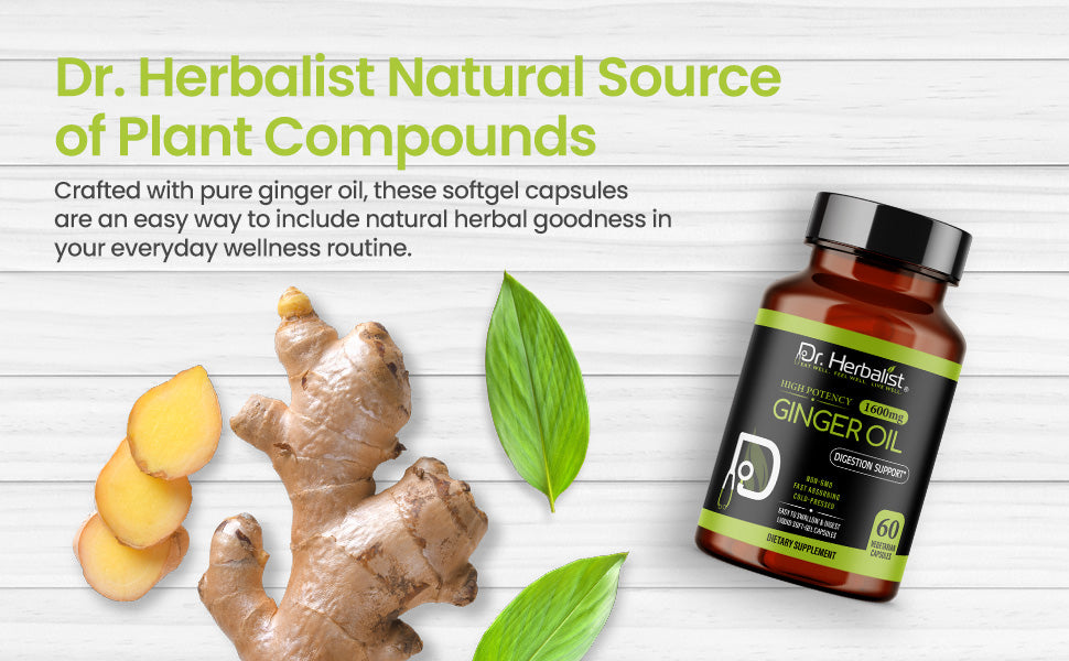 Ginger Oil Capsules 1600mg - Zingiber Officinale, No Burn | 60 Softgels — feature 2