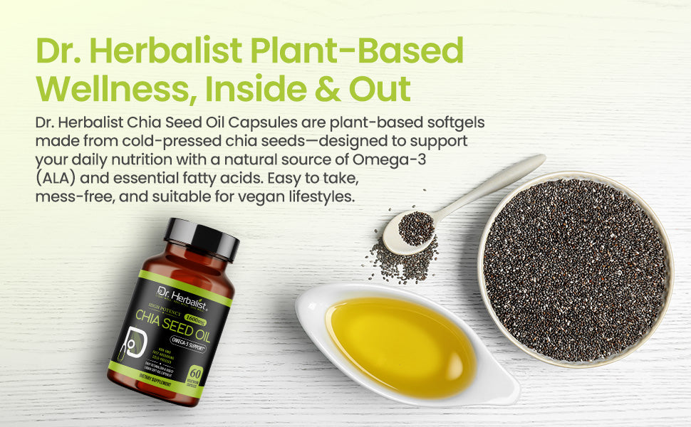 Chia Seed Oil Capsules 1600mg - Fish-Free Plant Omega-3 (ALA) | 60 Softgels — feature 2
