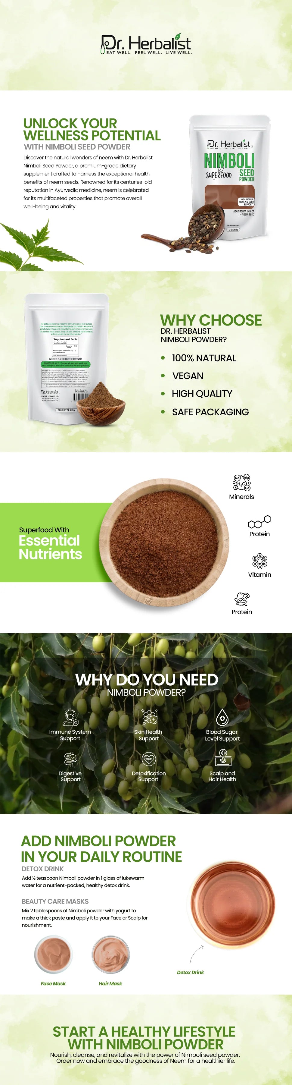 Nimboli Powder 200g - Azadirachta Indica (Neem Fruit) — feature 1